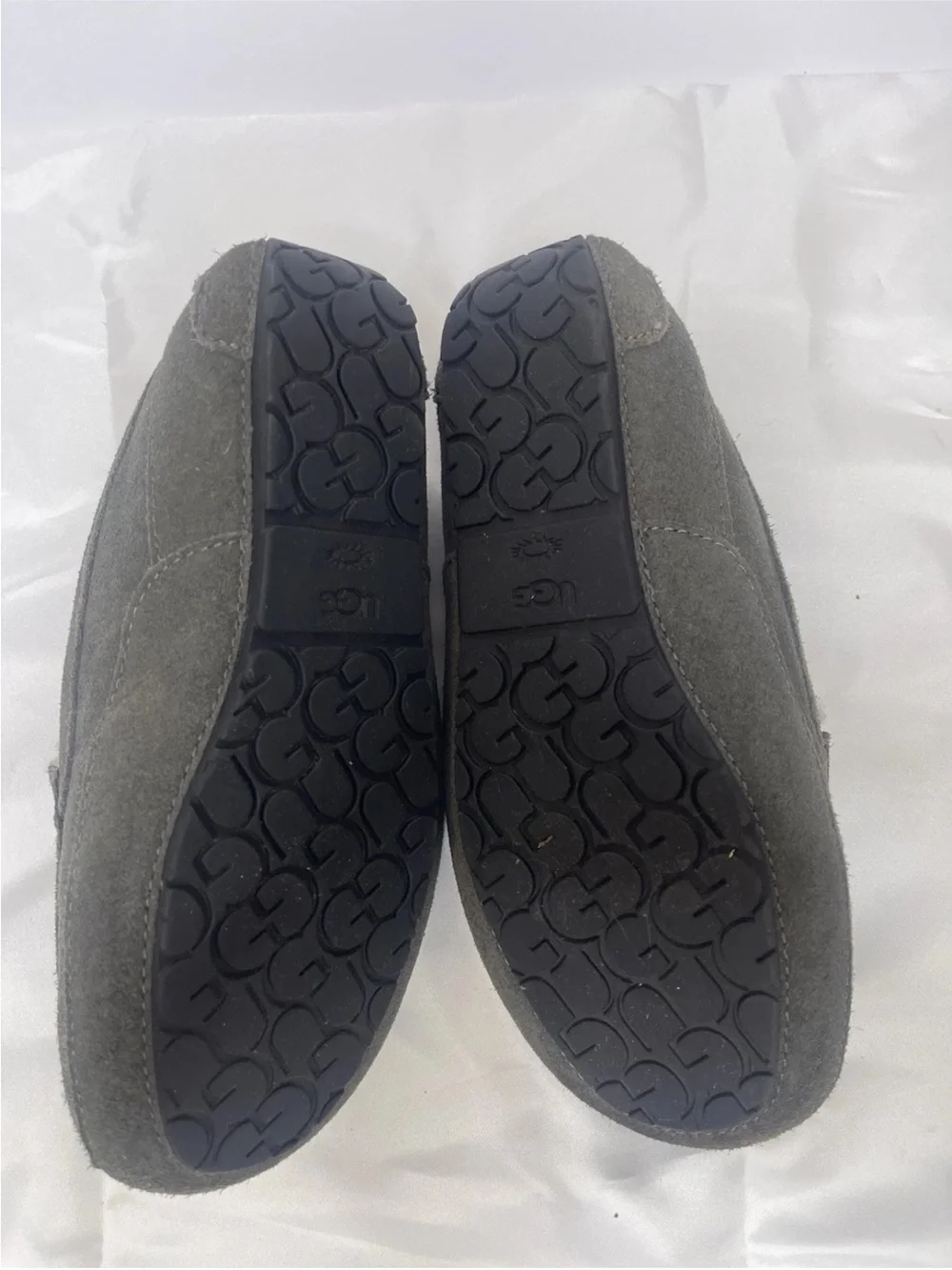 UGG Ansley Youth Slippers Sz 1 Gray Suede Shearling Slip On Cozy Comfort